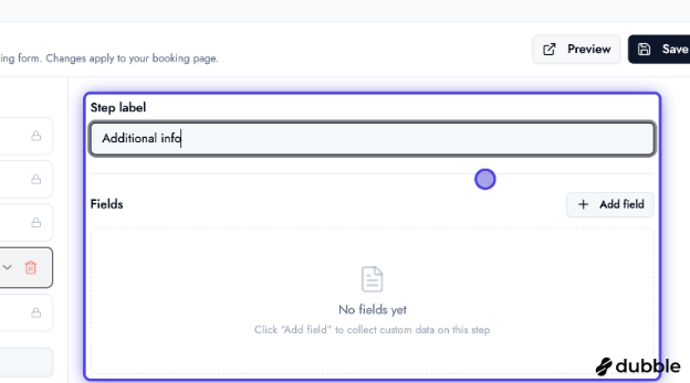 BOOKIN booking form — edit step label