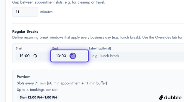 Break time range